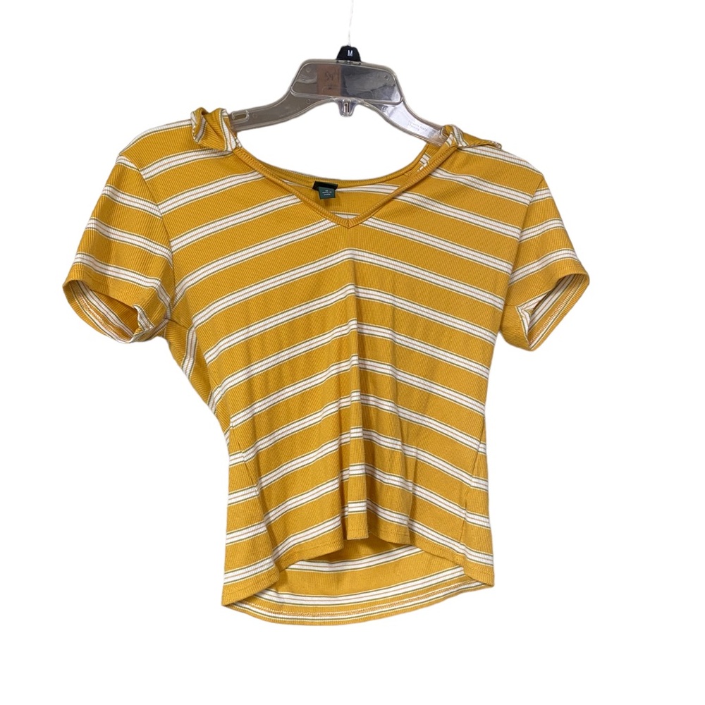 Retro Y2K Striped Cropped T By Wild Fable In Yellow, White & Grey